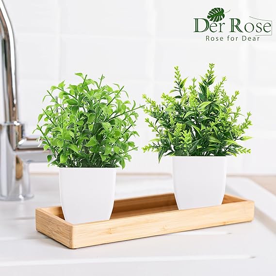 Deer Rose Mini Artificial Plants in Vases for Bedroom Living Room Decoration, 6pcs
